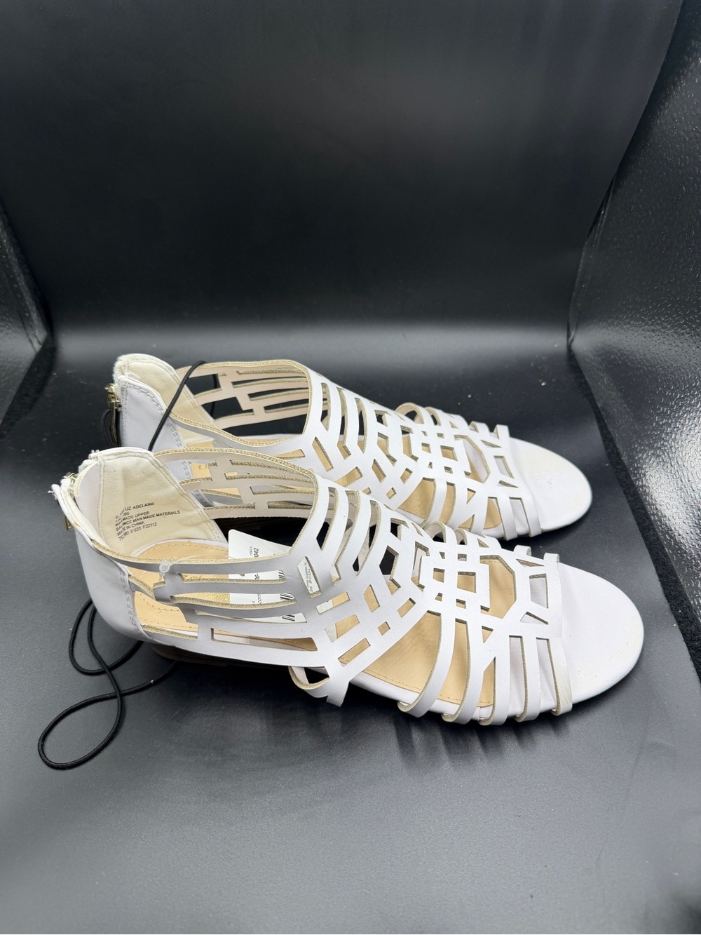 Liz Claiborne White Cutout Strappy Flat Sandals - Women